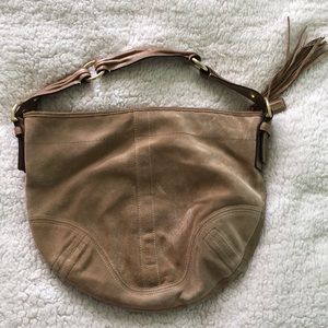 Coach Suede Hobo Shoulder Bag -Tan